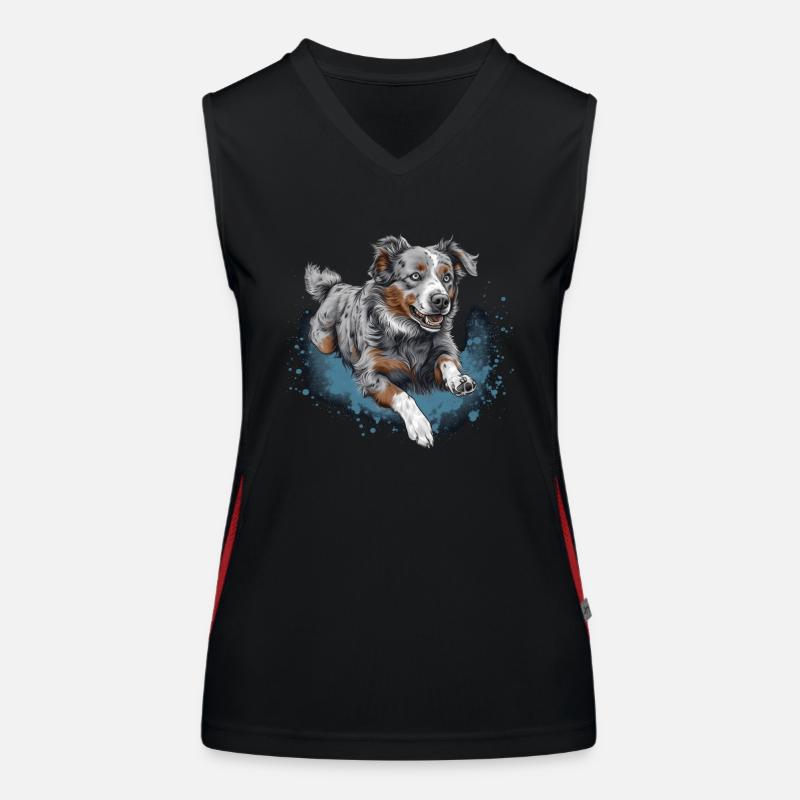 Australian-shepherd Dock-Diving into Water Women's Functional Contrast Tank Top
