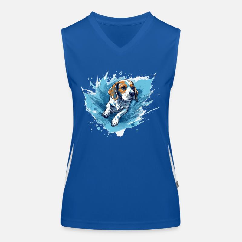 Beagle Dock - Tauchen ins Wasser Funktionelles Kontrast-Tank Top für Frauen
