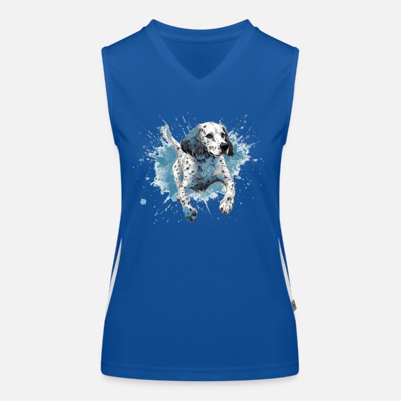 Dalmatian Dock-Diving into Water Women's Functional Contrast Tank Top