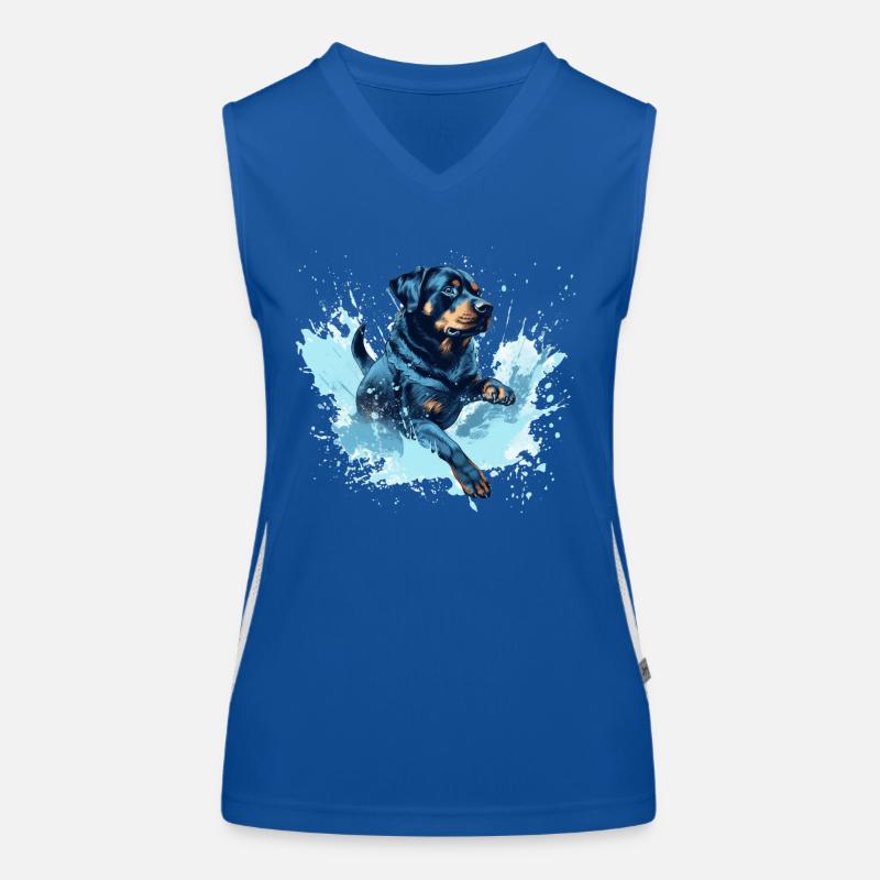 Rottweiler Dock-Diving into Water Women's Functional Contrast Tank Top