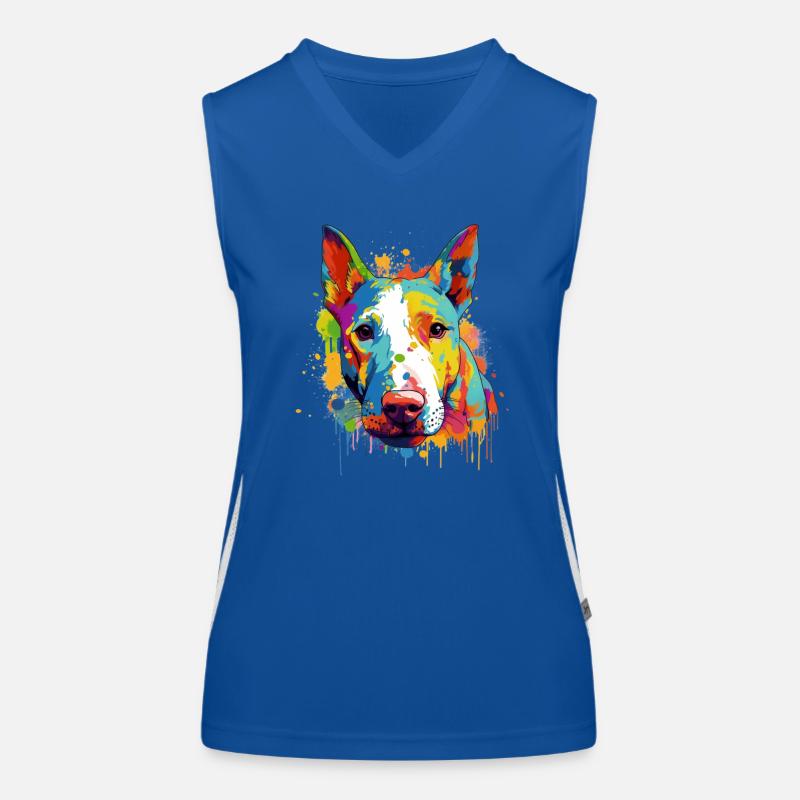Buntes Bullterrier-Kunstdesign Funktionelles Kontrast-Tank Top für Frauen