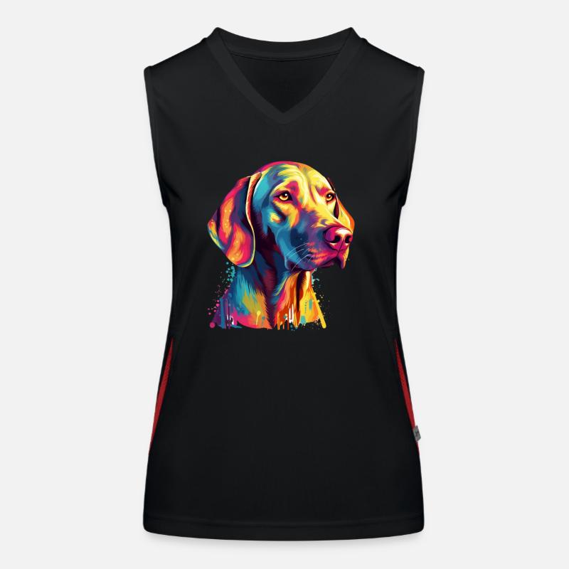 Design d’art coloré Weimaraner Débardeur respirant contrasté Femme