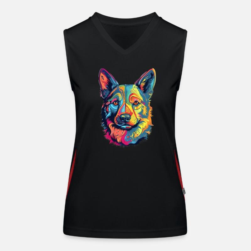 Design d’art Valhund coloré Débardeur respirant contrasté Femme
