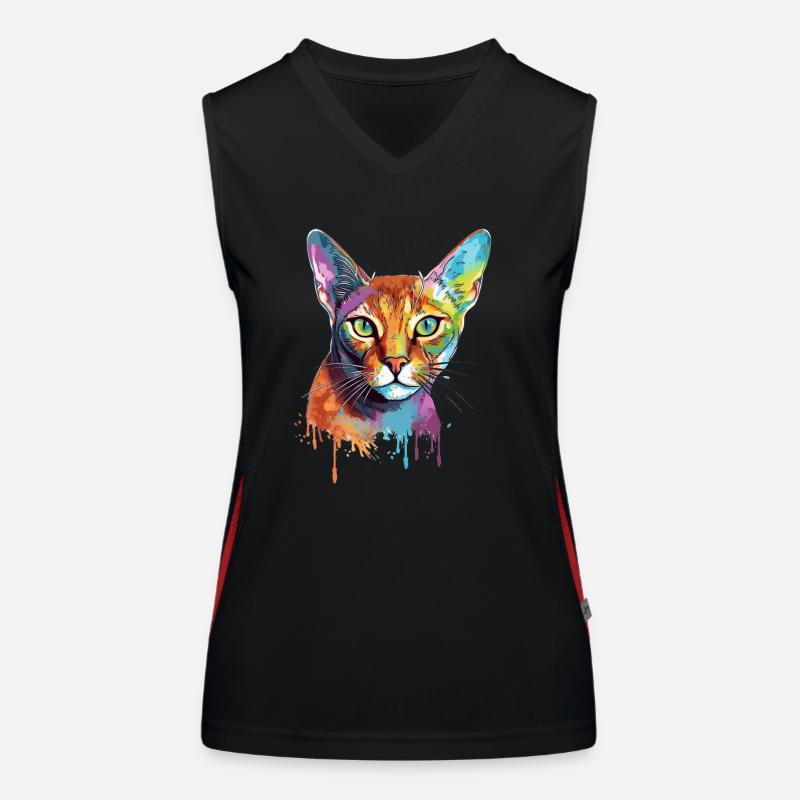 Colorful Abyssinian cat Women's Functional Contrast Tank Top