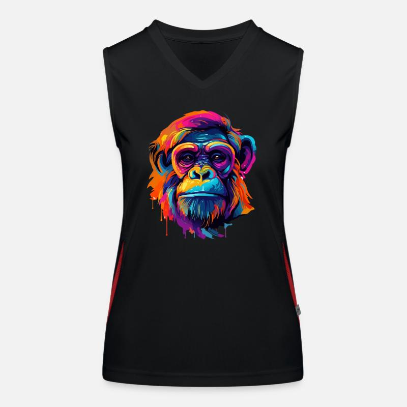 Bunter Bonobo Farbkleckse Farbspritzer Funktionelles Kontrast-Tank Top für Frauen