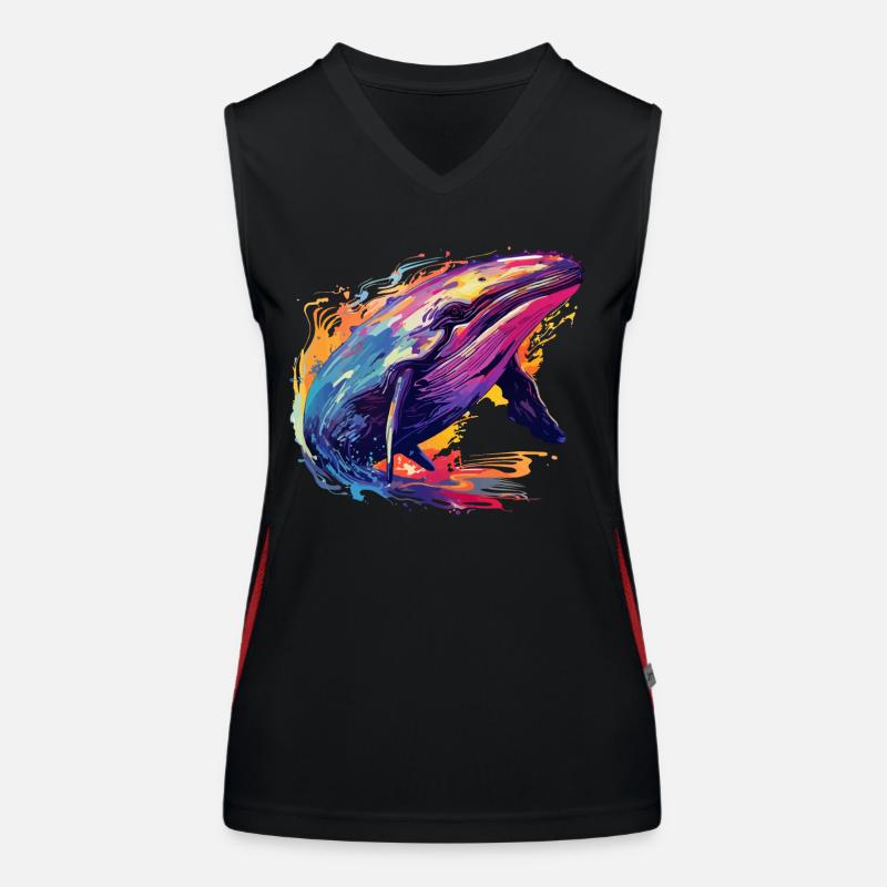 Buntes Wal Farbkleckse Farbspritzer Funktionelles Kontrast-Tank Top für Frauen