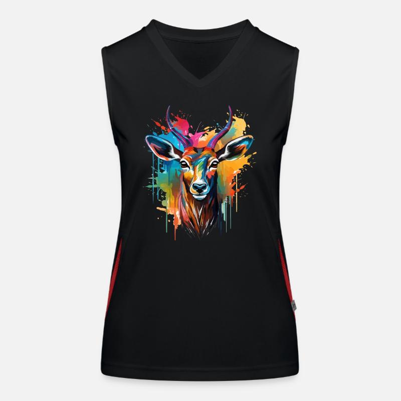 Buntes Impala Farbkleckse Farbspritzer Funktionelles Kontrast-Tank Top für Frauen
