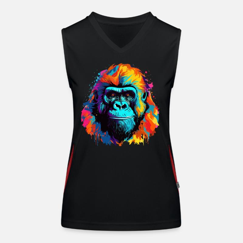 Bunter Gorilla Farbkleckse Farbspritzer Funktionelles Kontrast-Tank Top für Frauen