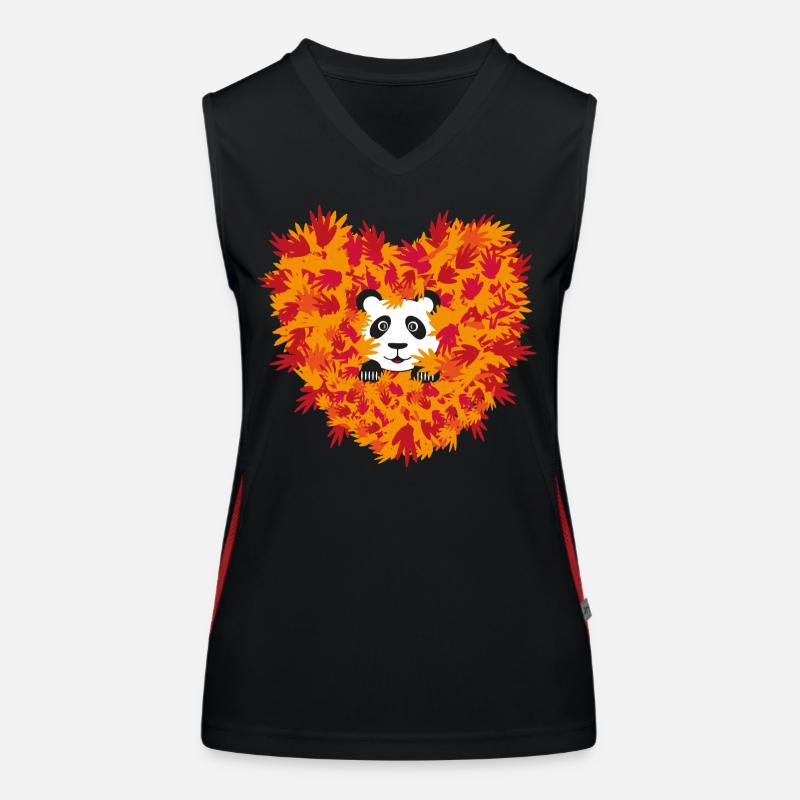 Süßer Panda mit Herz im Herbst. Funktionelles Kontrast-Tank Top für Frauen