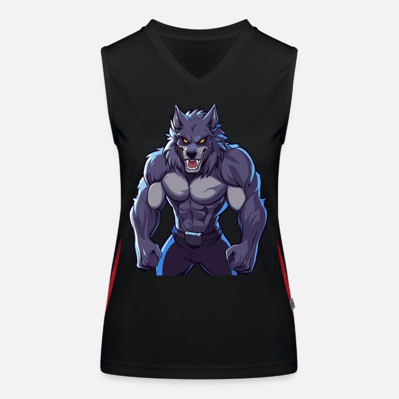 Wilde, muskulöse Werwolf-Illustrationskunst Funktionelles Kontrast-Tank Top für Frauen