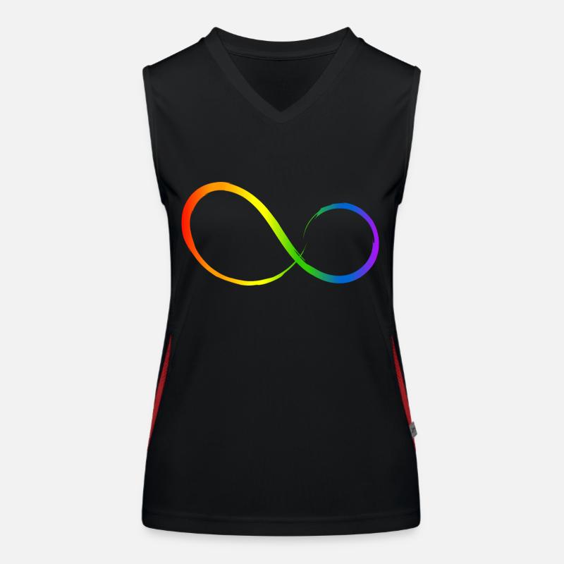 Unendlichkeit unendliches Regenbogen Farben Symbol Funktionelles Kontrast-Tank Top für Frauen