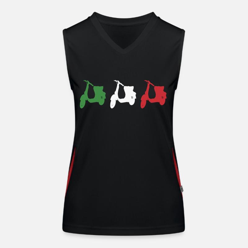 Motorroller Scooter Rollerfahrer Italien Flagge Funktionelles Kontrast-Tank Top für Frauen