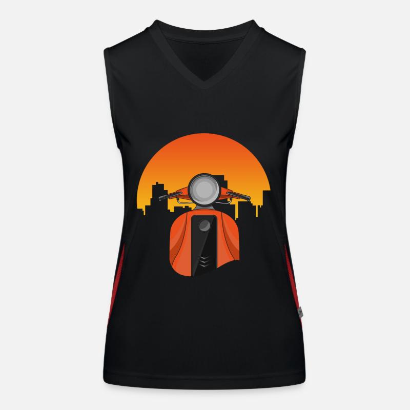 Moped mit Häuser Funktionelles Kontrast-Tank Top für Frauen