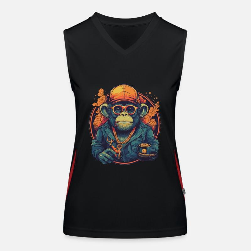 Design Monkey Monkey Trip with Mug Vintage Vibes Women's Functional Contrast Tank Top