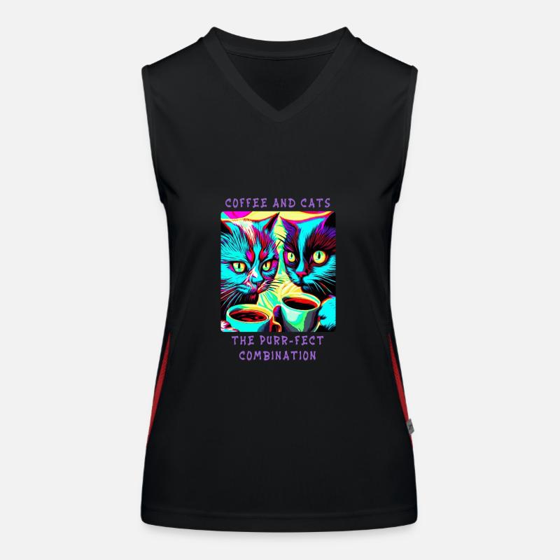 Coffee & Cats - The purr-fect combination Women's Functional Contrast Tank Top
