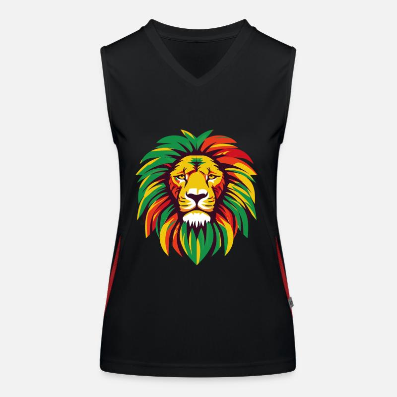 Ein Löwe mit Rasta-Farben Funktionelles Kontrast-Tank Top für Frauen
