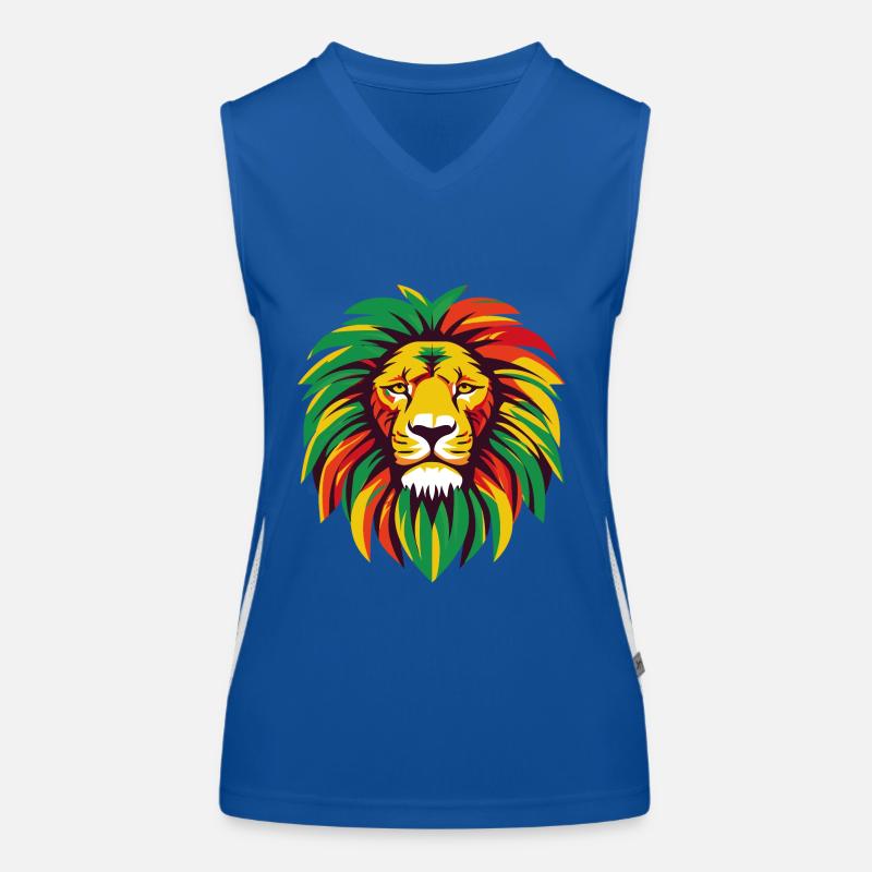 Ein Löwe mit Rasta-Farben Funktionelles Kontrast-Tank Top für Frauen