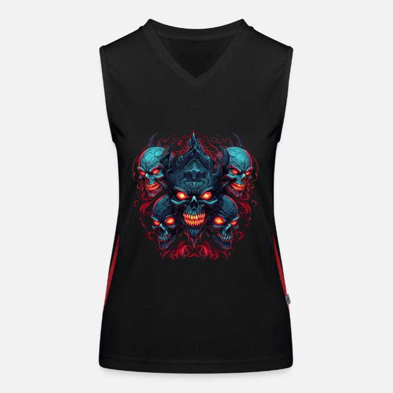 Abstract Devil Satan Skeleton Demons Women's Functional Contrast Tank Top