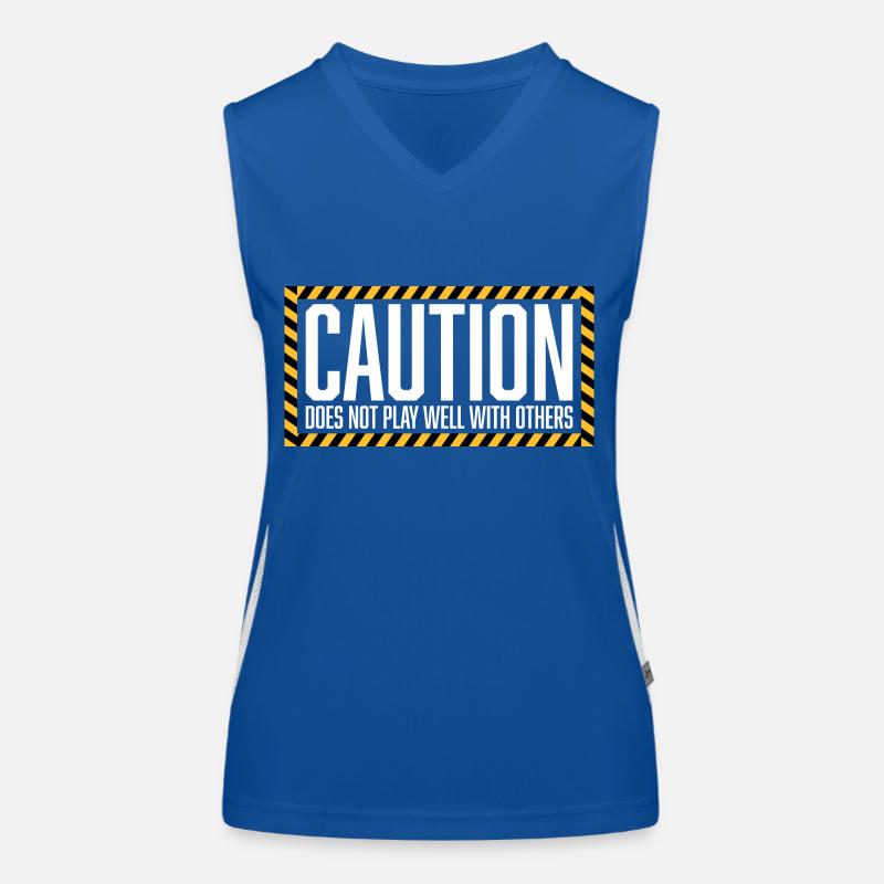 Caution Does Not Play Well With Others Warning Women's Functional Contrast Tank Top