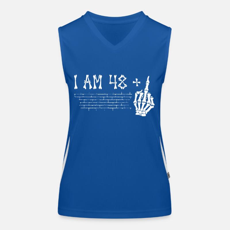 Ich bin 48 plus Mittelfinger - 49. Geburtstag Funktionelles Kontrast-Tank Top für Frauen
