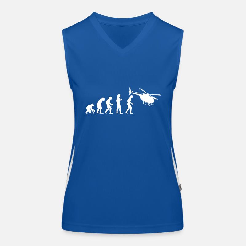 Evolution Geschenk Helikopter Heli Hubschrauber Funktionelles Kontrast-Tank Top für Frauen