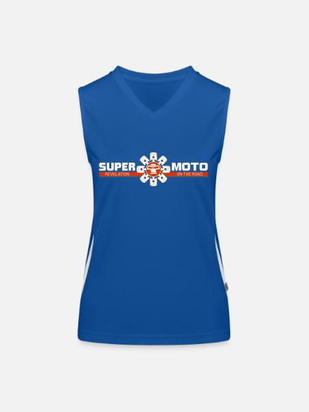 SUPER MOTO Monkey Circle red - Women's Functional Contrast Tank Top - royal/white - Front