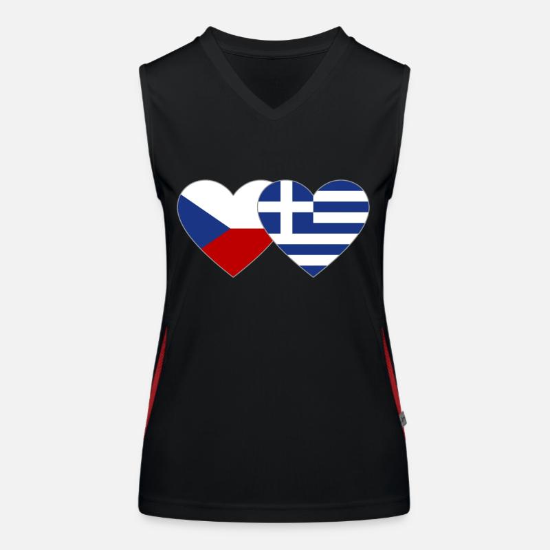 République tchèque Grèce Drapeau Coeur Débardeur respirant contrasté Femme
