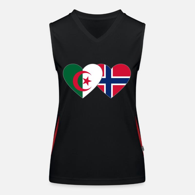 Algeria Norway Flag Heart Women's Functional Contrast Tank Top
