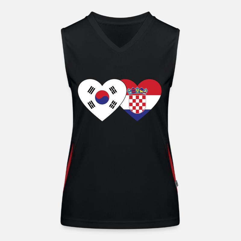 Corée du Sud Croatie Drapeau Coeur Débardeur respirant contrasté Femme