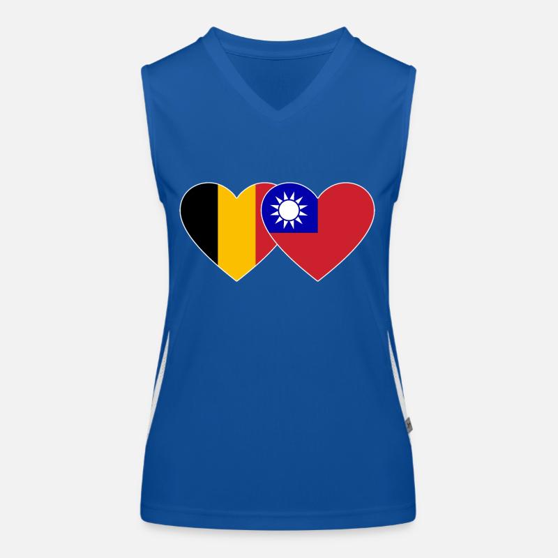 Belgium Taiwan Flag Heart Women's Functional Contrast Tank Top