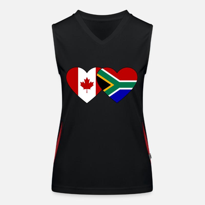 Cœur de drapeau du Canada et de l’Afrique du Sud Débardeur respirant contrasté Femme