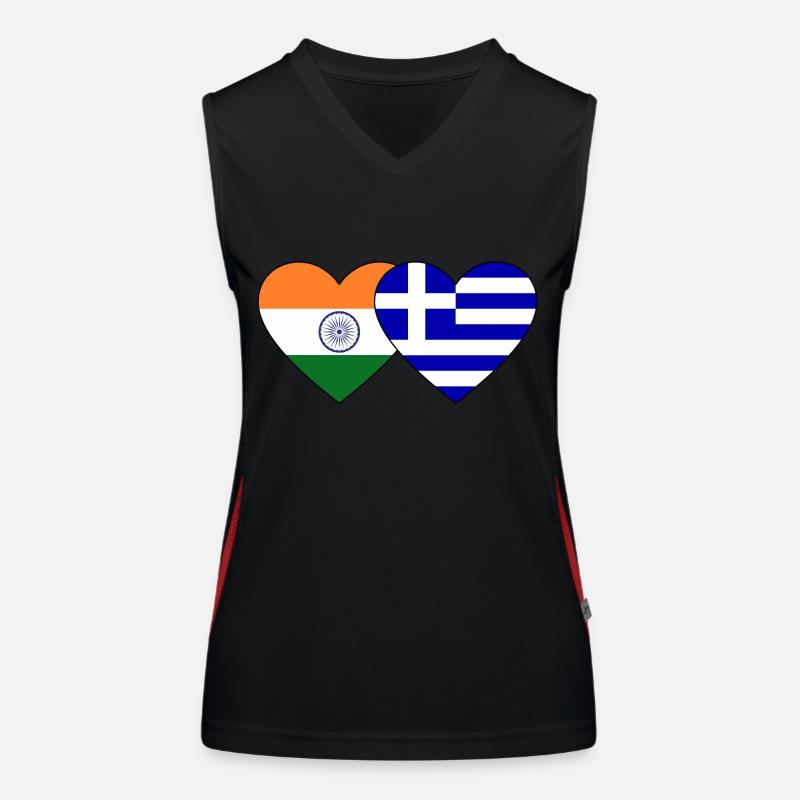 Inde Grèce Drapeau Coeur Débardeur respirant contrasté Femme