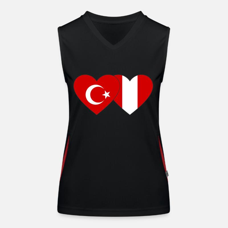 Turkey Peru Heart Flag Women's Functional Contrast Tank Top