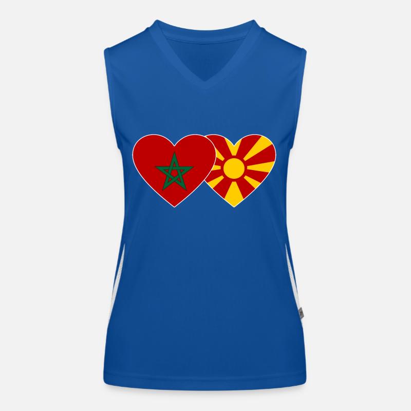 Maroc Macédoine Drapeau Coeur Débardeur respirant contrasté Femme