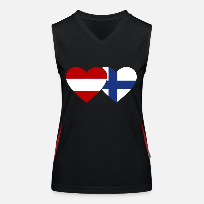 Austria Finland Flag Heart Women's Functional Contrast Tank Top