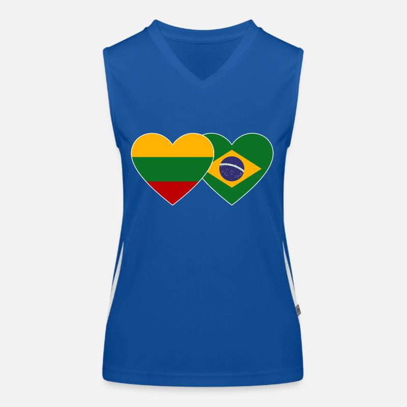 Litauen Brasilien Flagge Herz Funktionelles Kontrast-Tank Top für Frauen