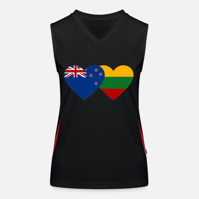 Neuseeland Litauen Flagge Funktionelles Kontrast-Tank Top für Frauen