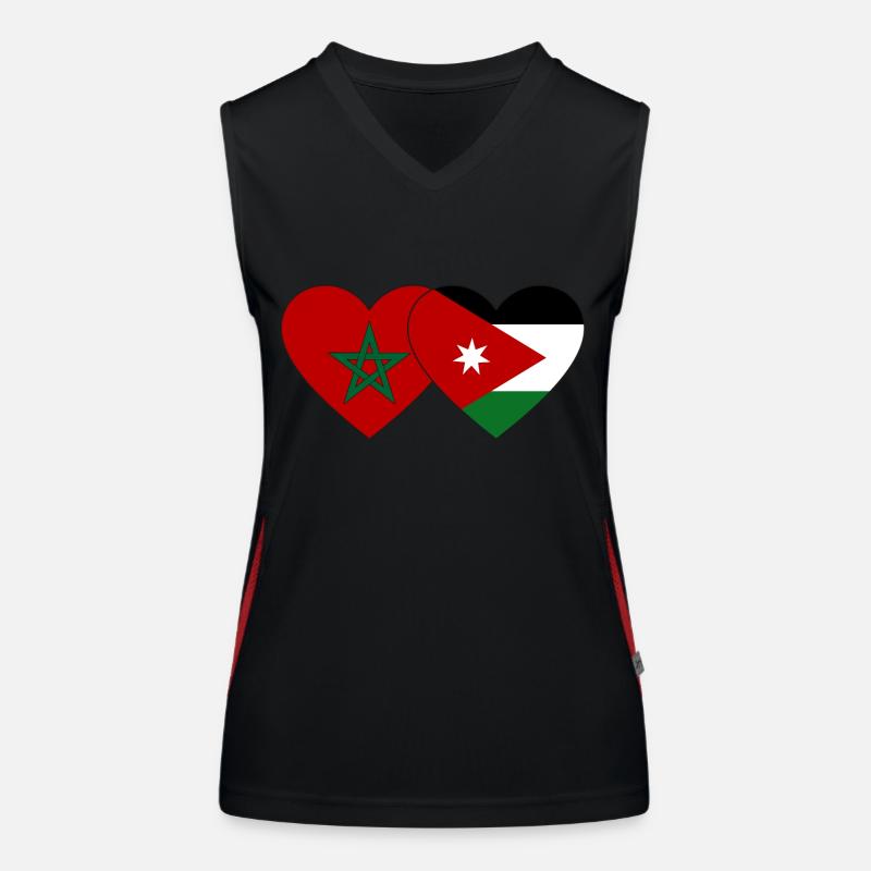 Morocco Jordan Flag Heart Women's Functional Contrast Tank Top