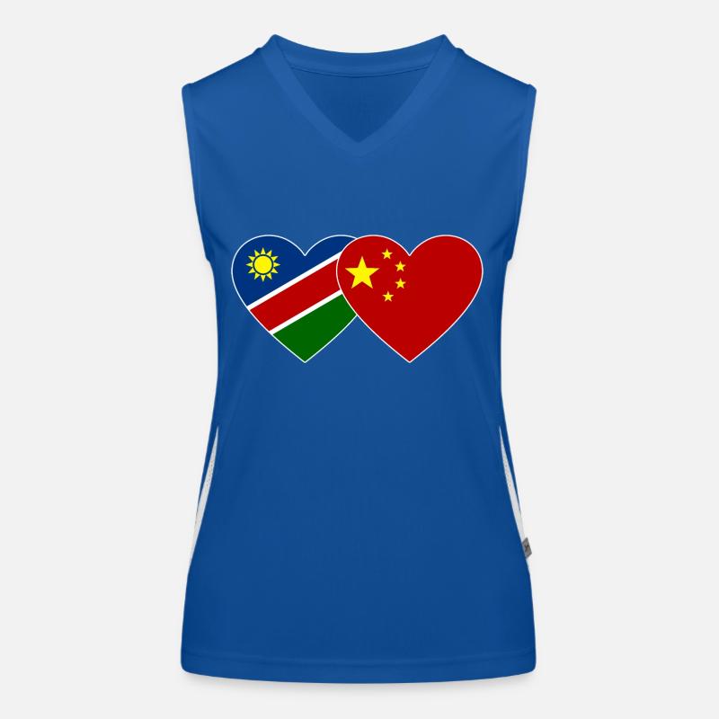 Namibia China Flag Heart Women's Functional Contrast Tank Top
