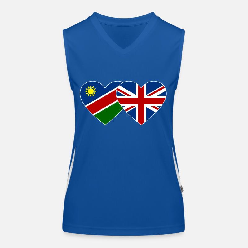 Namibia Great Britain Flag Heart Women's Functional Contrast Tank Top