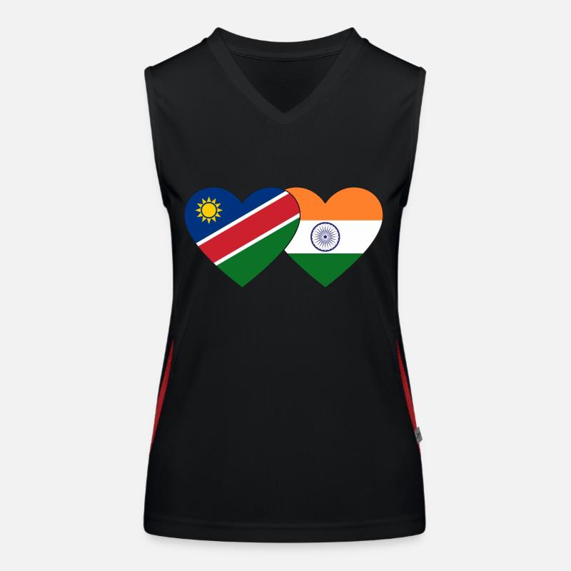 Namibia India Flag Heart Women's Functional Contrast Tank Top
