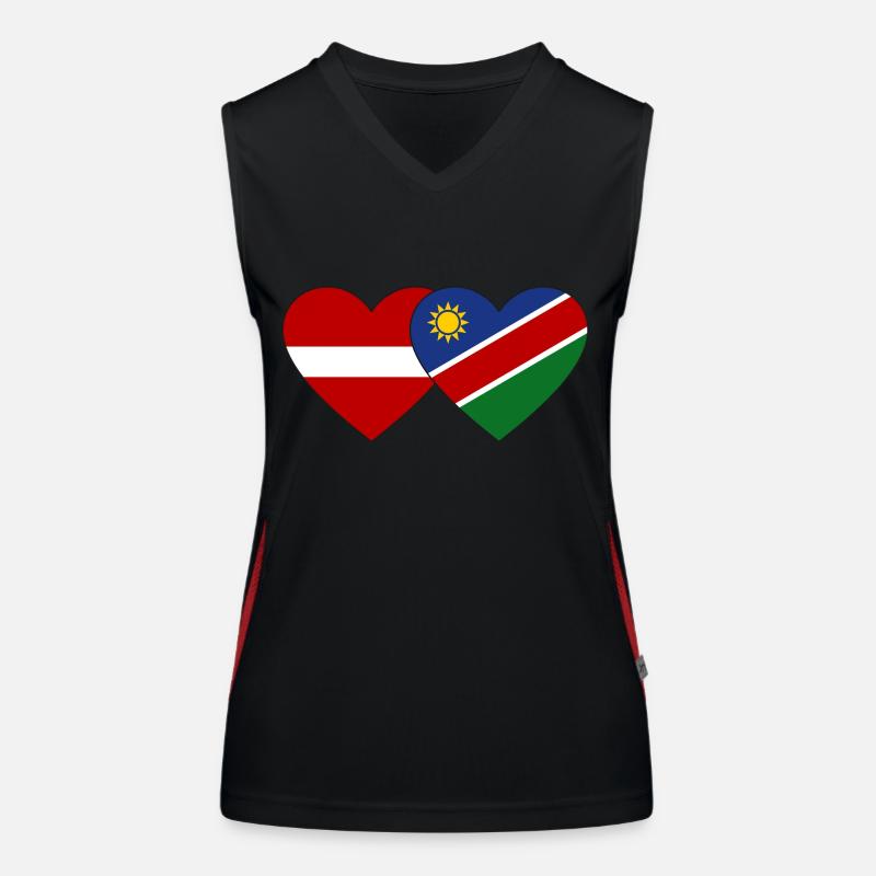 Latvia Namibia Flag Heart Women's Functional Contrast Tank Top