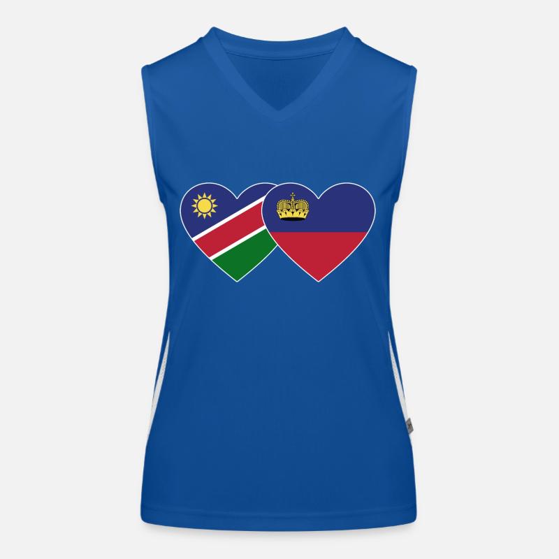 Namibia Liechtenstein Flag Heart Women's Functional Contrast Tank Top