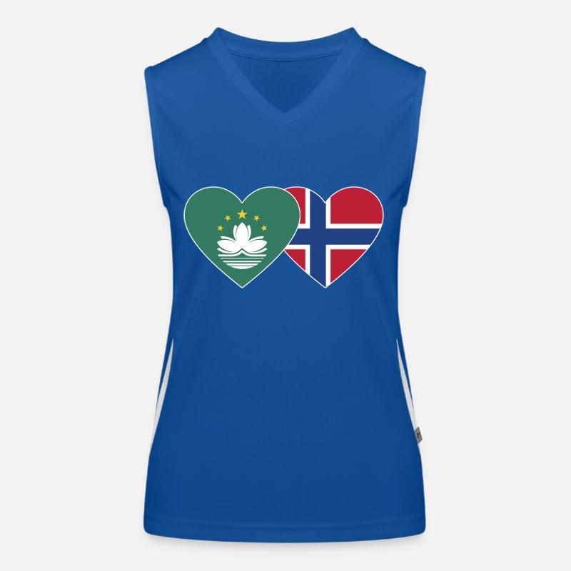 Cœur de drapeau de la Norvège de Macao Débardeur respirant contrasté Femme