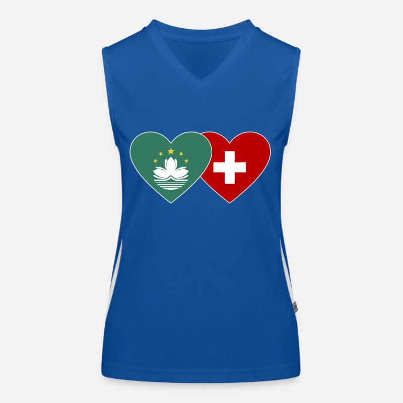 Cœur de drapeau suisse de Macao Débardeur respirant contrasté Femme