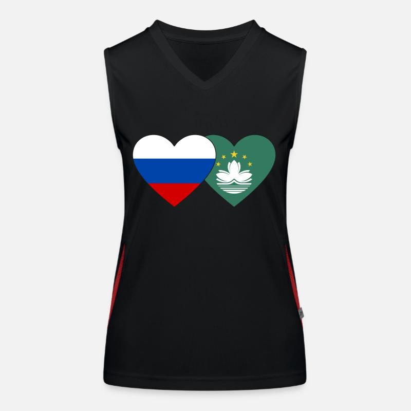 Russie Cœur de drapeau de Macao Débardeur respirant contrasté Femme