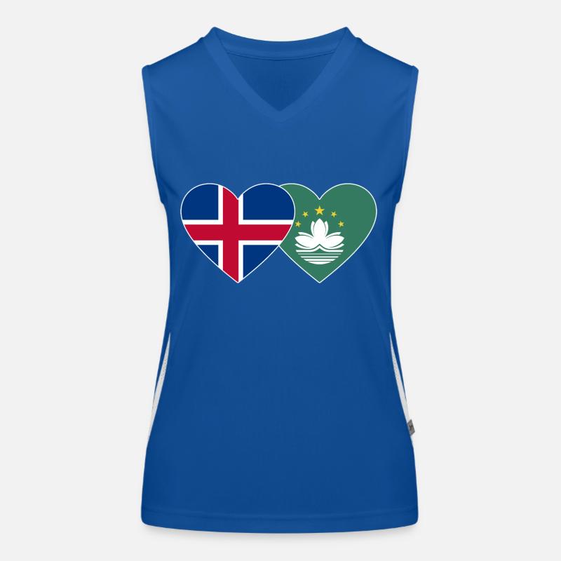 Islande Macao Flag Heart Débardeur respirant contrasté Femme