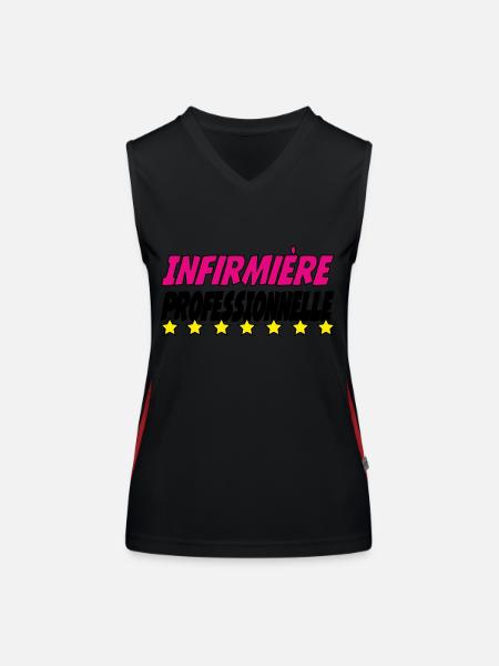 Infirmière PROFESSIONNELLE - Débardeur respirant contrasté Femme - noir/rouge - Devant