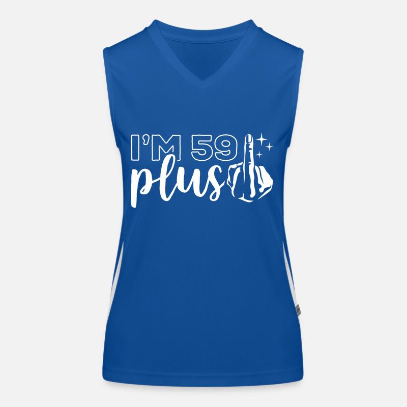 Ich bin 59 plus 1, Mittelfinger 60. Geburtstag Funktionelles Kontrast-Tank Top für Frauen