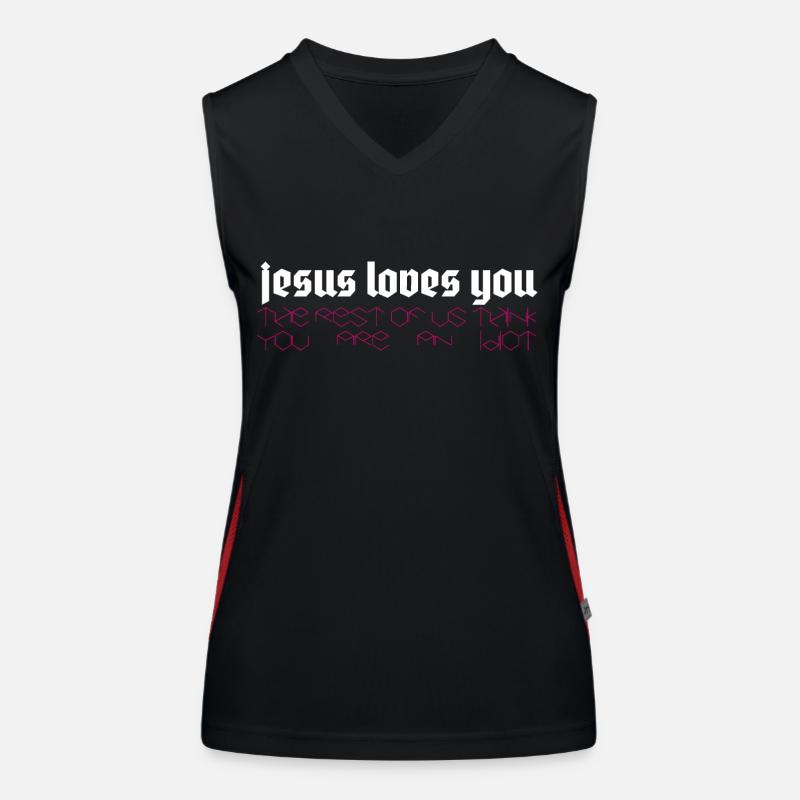 Jésus vous aime Le reste d’entre nous pense que vous êtes un idiot Débardeur respirant contrasté Femme